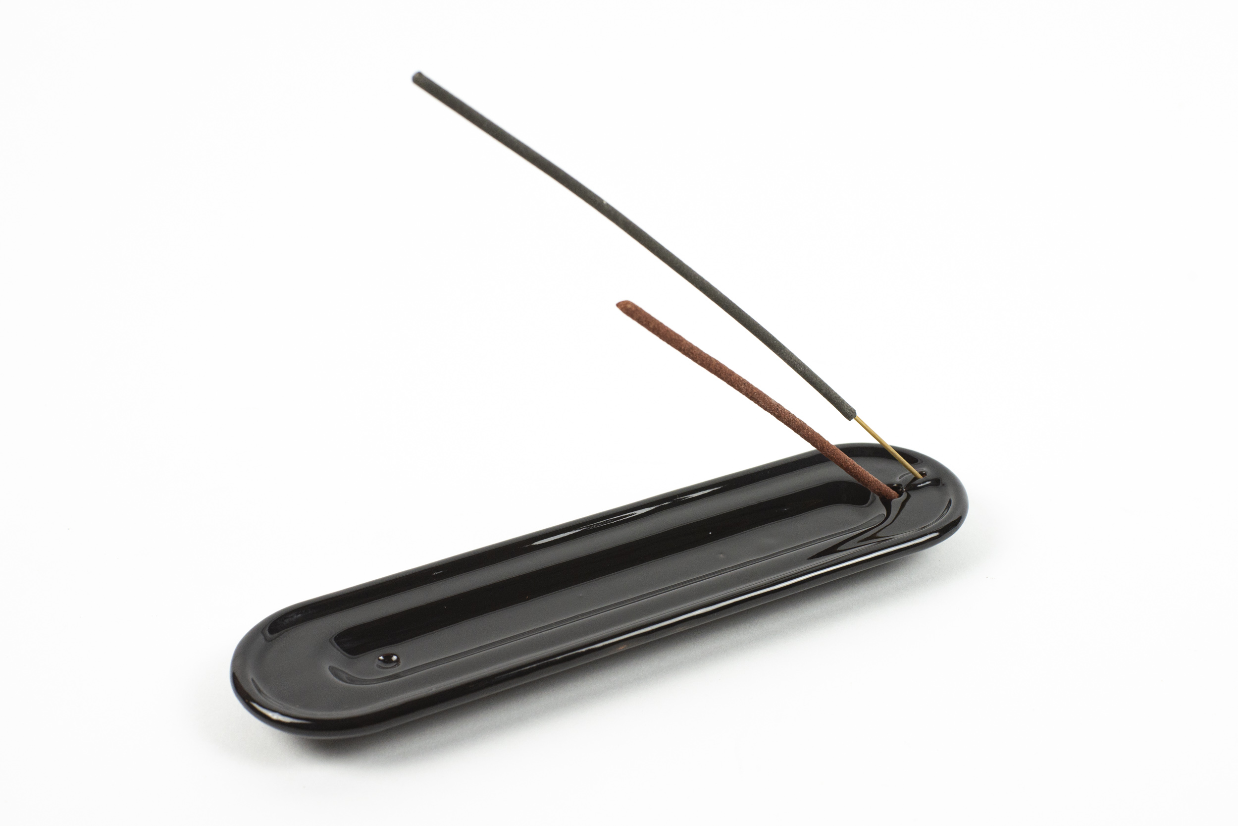 Ceramic modern incense holder black
