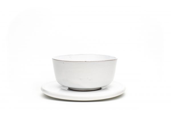 tasse a thé et soucoupe moderne blanche artisanale française