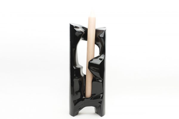 Designer ceramic candle holder black