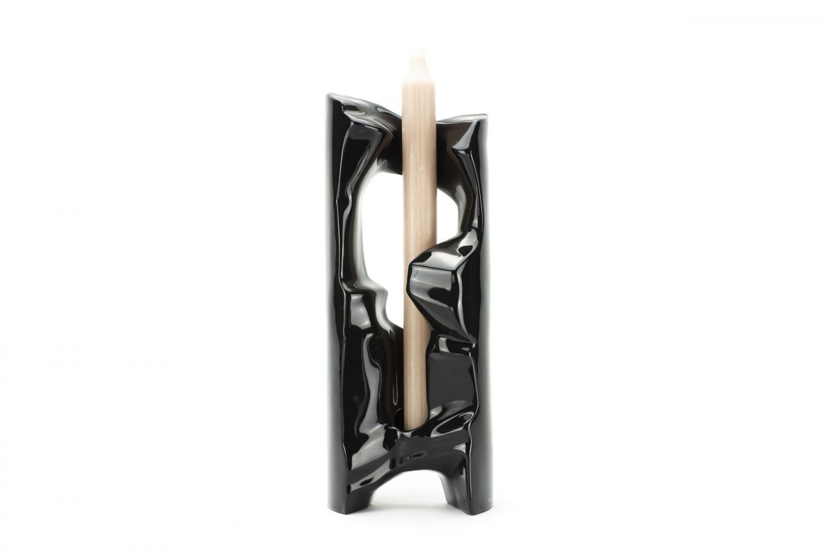 luxury ceramic designer black candle holder