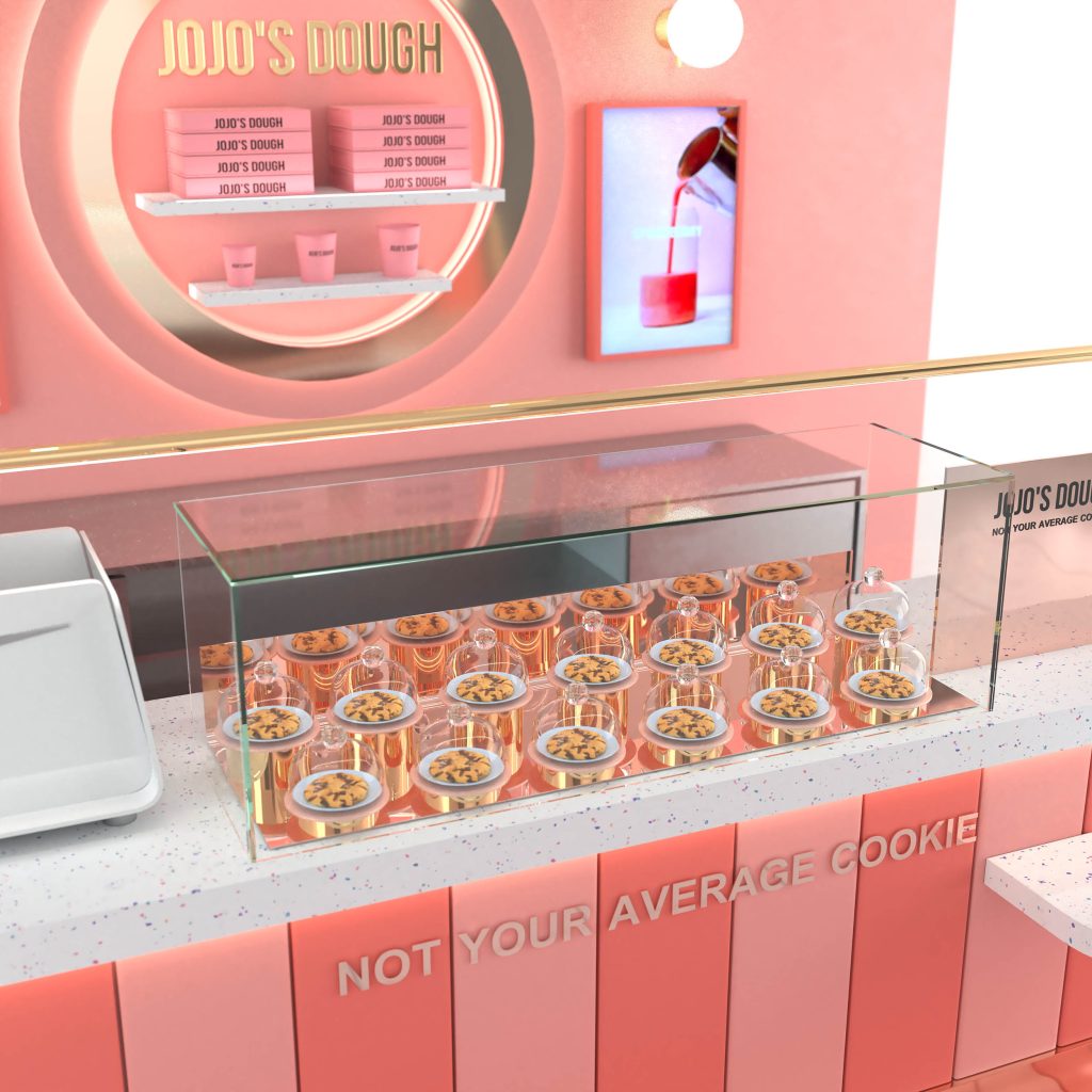 Modelisation et rendu 3D retail design pour Jojo's dough zoom